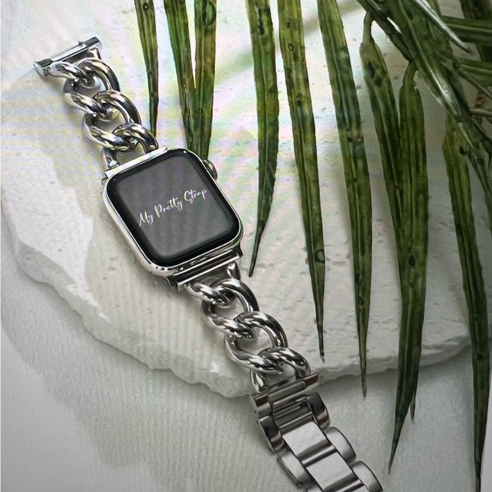 Silver Chain Link Smartwatch Bracelet Band - Unbranded